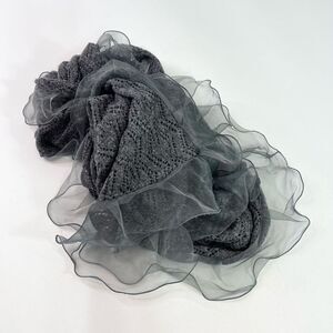 Saldarini 1882 Shawl Gray Acrylic Mohair Blend Lace Ruffles Scarves